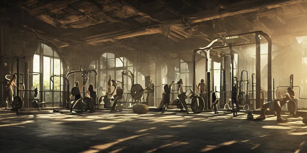 Prompt: lifting in the gym, realistic 4 k octane beautifully detailed render, 4 k post - processing, highly detailed, intricate complexity, epic composition, magical atmosphere, cinematic lighting, masterpiece, ultra hd