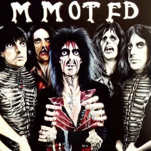 Image similar to Alice cooper in Monty python bizarre style