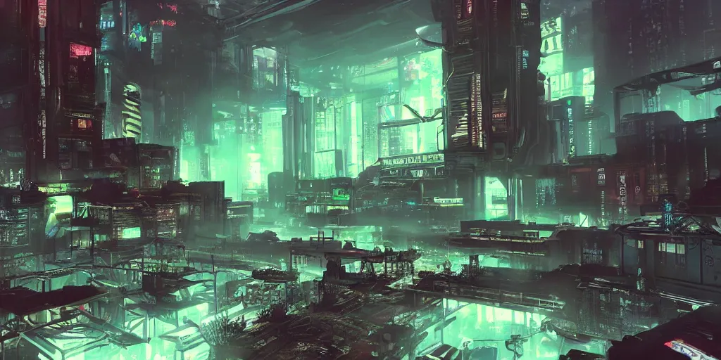 Image similar to a cyberpunk computer that runs on biotechnology, mechanical clock, fallout 5, studio lighting, deep colors, apocalyptic setting