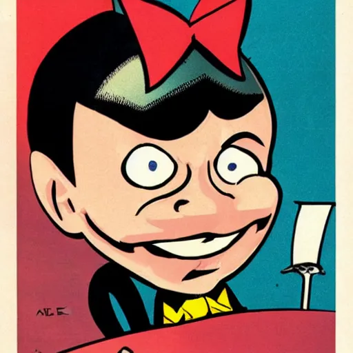 Image similar to alfred e. neuman dressed like bat - mite