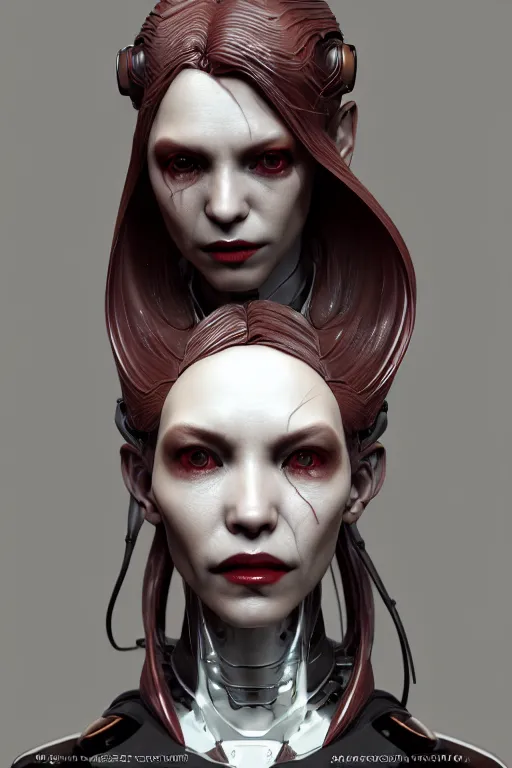 Image similar to portrait of a vampire female robot, intricate, dystopian toy, sci - fi, extremely detailed, biopunk suit, digital painting, sculpted in zbrush, artstation, concept art, smooth, sharp focus, illustration, chiaroscuro lighting, golden ratio, incredible art by stanley artgerm lau and greg rutkowski and alphonse mucha and simon stalenhag