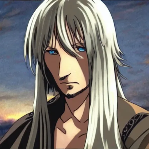 Image similar to aragorn in an anime world, incredibly detailed, ultra realistic