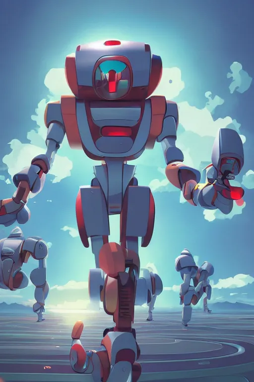 Image similar to metabots medabots medarotto medarot robot minimalist comics, behance hd by jesper ejsing, by rhads, makoto shinkai and lois van baarle, ilya kuvshinov, rossdraws global illumination ray tracing hdr radiating a glowing aura