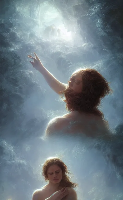 Image similar to the birth of life, sharp focus, intricate, elegant, digital painting, artstation, matte, highly detailed, concept art, illustration, volumetric lighting, bokeh light, art by greg olsen and liz lemon swindle