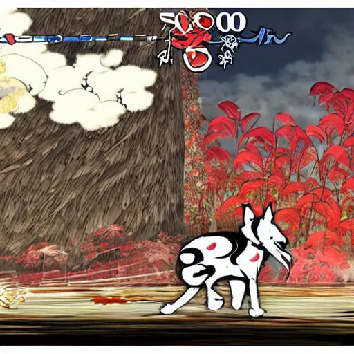 Prompt: in game okami 2 on playstation 5