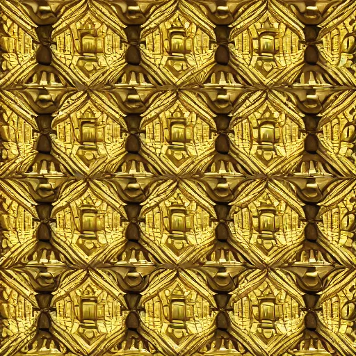 Image similar to 3d render of an abstract medieval pattern gold tile, symetrical