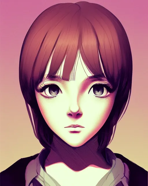 Prompt: a centered portrait of a beautiful nervous girl, in the style of ilya kuvshinov