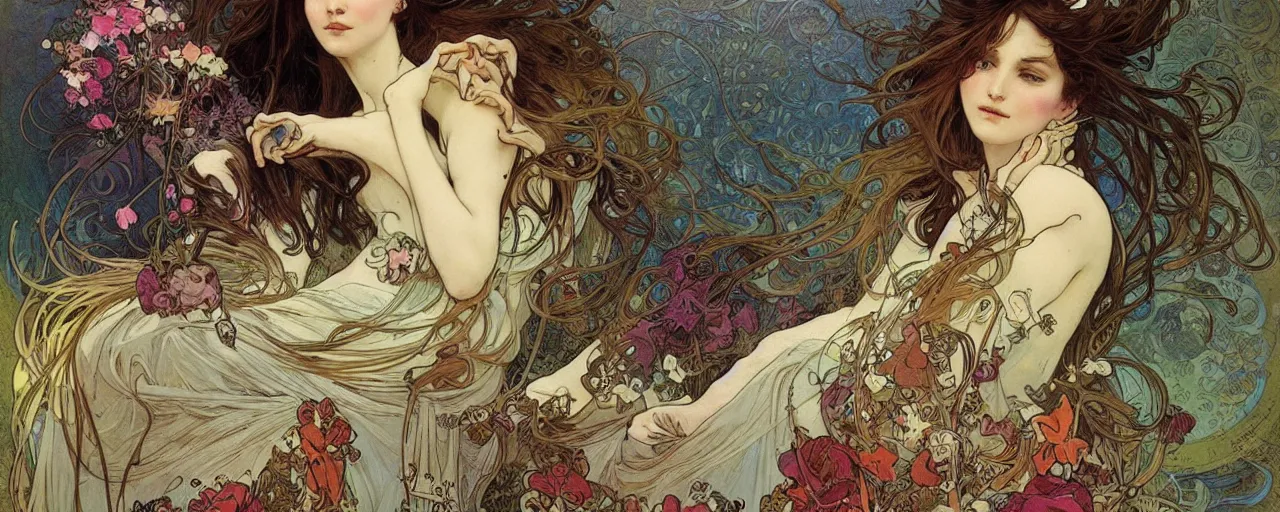 Prompt: fairytale by jean - baptiste monge and alphonse mucha!, masterpiece, colorful