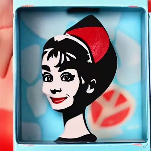 Image similar to audrey hepburn, stop motion vinyl action figure, plastic, toy, butcher billy style