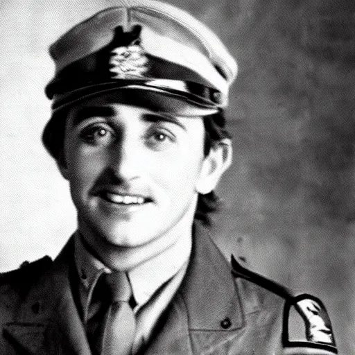 Image similar to Richard Hammond as a officer during WW2, grainy monochrome photo