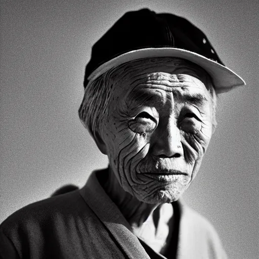 Prompt: a character portrait photo of an old japanese man, flickr contest winner, neo-expressionism, art photography, hyperrealism, chiaroscuro, anamorphic lens flare, shallow depth of field, photo taken with provia, 24mm, f1.8, by Filip Hodas, by Andrew Domachowski