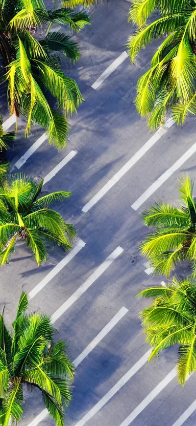 Image similar to aerial photo of sidewalk at palm trees, side shot, by shunji dodo, 8 k resolution, photo, high quality