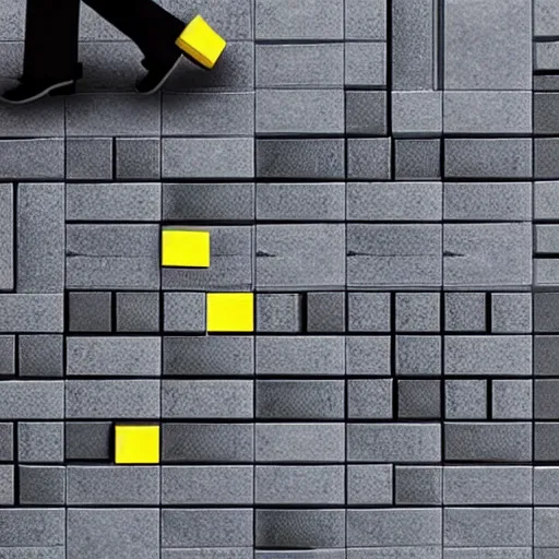 Image similar to person walking in the street in lego blocks