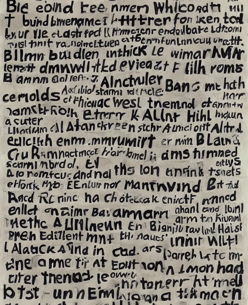 Prompt: a painting of lots of words in a hand written letter by a soldier in el alamein battle, wwii, black and white, bauhaus, escher