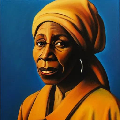 Prompt: oil painting portrait of afeni shakur, oil on canvas, johannes vermeer