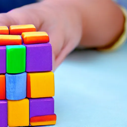 Image similar to photo of a girl's hand with beautiful fingernails made out of jenga blocks