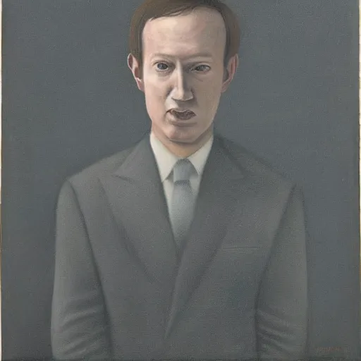 Prompt: a portrait of a mark elliot zuckerberg in a tibet by gertrude abercrombie. surrealism, dark, low contrast