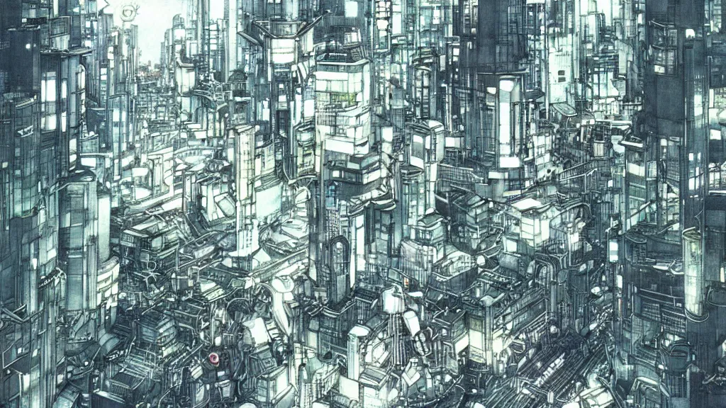 Image similar to futuristic japanese city illustration by yoshitaka amano,