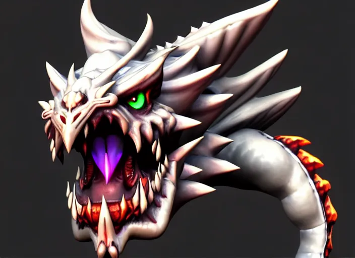 Image similar to raging oni bone dragon head, stylized stl, 3 d render, activision blizzard style, hearthstone style, darksiders art style