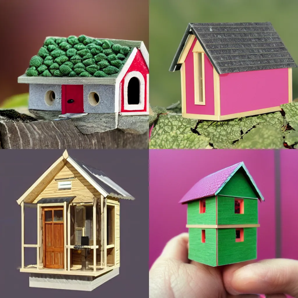 Prompt: a tiny raspberry house, photorealistic