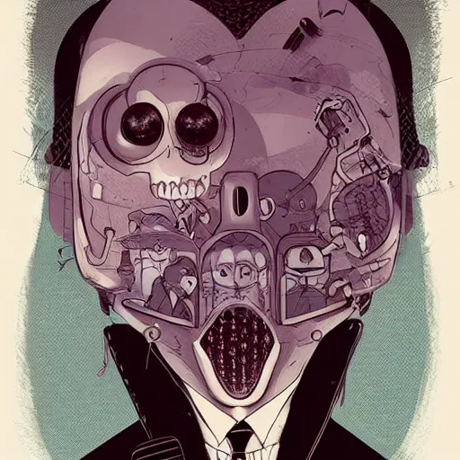 Image similar to a study of cell shaded portrait of Grim Fandango concept art, llustration, post grunge, concept art by josan gonzales and wlop, by james jean, Victo ngai, David Rubín, Mike Mignola, Laurie Greasley, highly detailed, sharp focus, alien, Trending on Artstation, HQ, deviantart, art by artgem