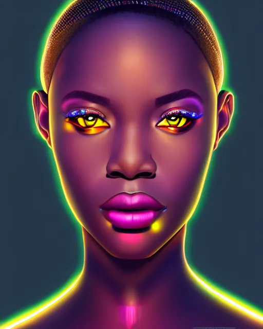 Image similar to symmetry!! african princess of technology, solid cube of light, hard edges, product render retro - futuristic poster scifi, lasers and neon circuits, beautiful dark skin african princess, intricate, elegant, highly detailed, digital painting, artstation, concept art, smooth, sharp focus, illustration, dreamlike, art by artgerm