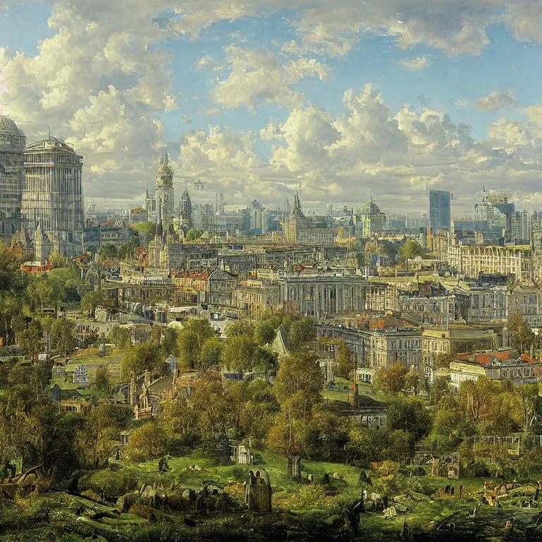 Prompt: city of dublin by ivan shishkin