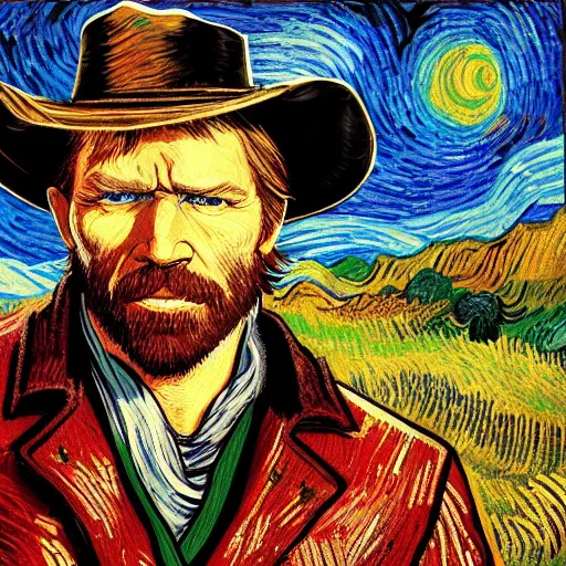 Prompt: Arthur Morgan (from Red Dead Redemption 2) in the style of Vincent Van Gogh, masterpiece digital painting, 4k wallpaper, intricate detail, beautiful, gorgeous, stunning, artstation