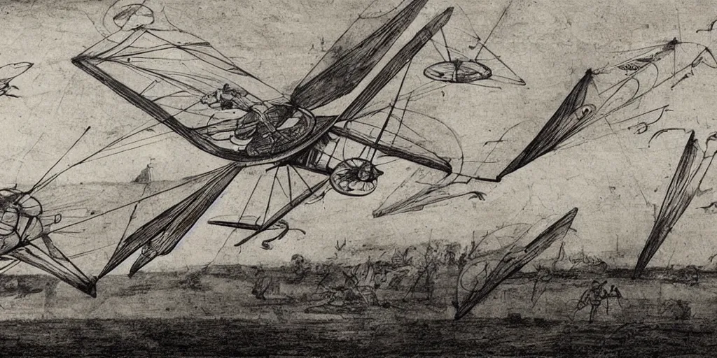 Image similar to davinci sketches flying machine