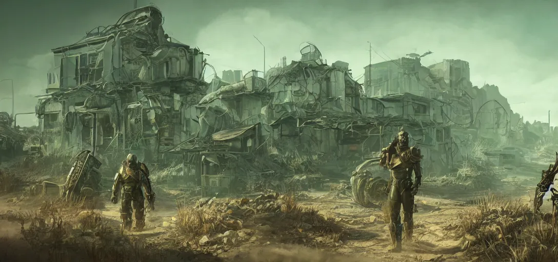 Prompt: fallout green concept art, vibrant colors, 8 k photorealistic, hd, high details, trending on artstation