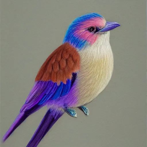 Prompt: a color pencil drawing of an lilac - breasted roller - eater by natalia rojas and ana maria martinez jaramillo, pastel color, wingspan, high quality, artstation, 4 k, realism, ultra realistic, fine art, white background, professionnal work