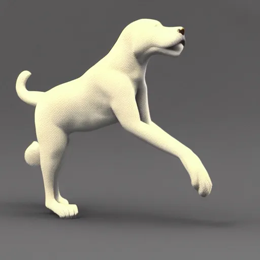 Prompt: a 3 d render of a dog figure, rotated 3 0 degrees around y - axis