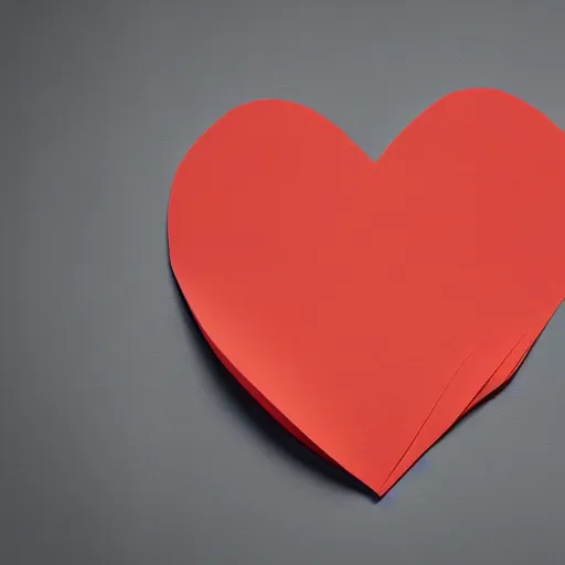 Image similar to 3d render of a uneven red clay heart shape in the middle of a gray sheet of paper