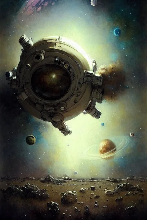 Prompt: ( ( ( ( ( 1 2 0 5 0 s retro science fiction outer space landscape. muted colors. ) ) ) ) ) by jean - baptiste monge!!!!!!!!!!!!!!!!!!!!!!!!!!!!!!