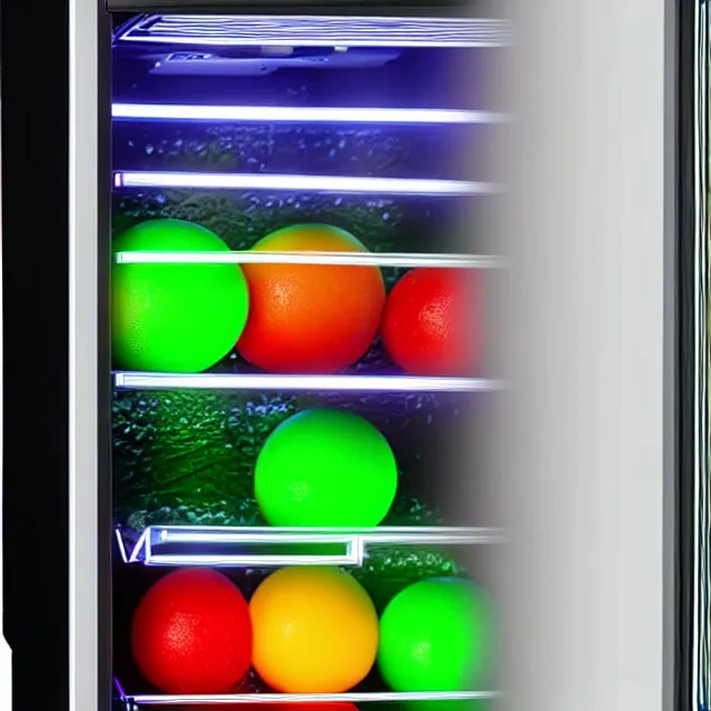 Image similar to rgb gaming fridge, highly detailed, 8 k, hdr, smooth, sharp focus, high resolution, award - winning photo