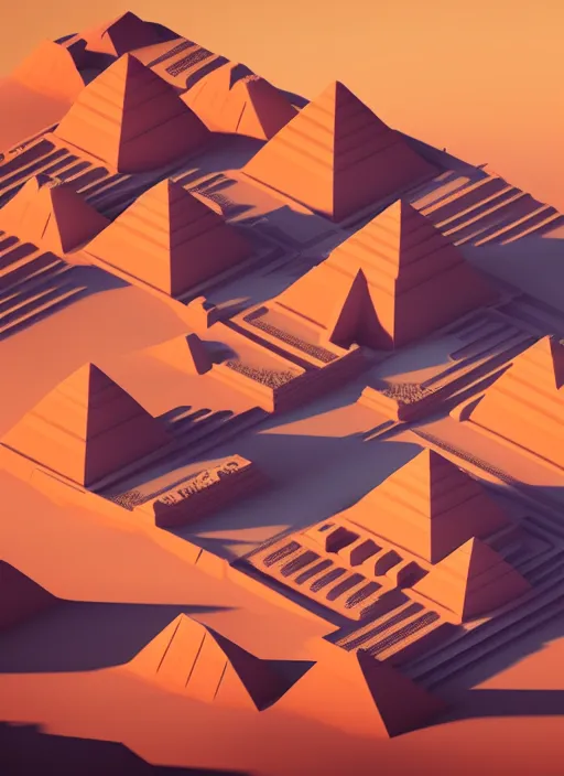 Image similar to a low poly isometric render of futuristic egypt with pyramids in the style of monument valley, intricate, elegant, smooth shading, soft lighting, illustration, simple, solid shapes, by magali villeneuve, jeremy lipkin and michael garmash, rob rey and kentaro miura style, octane render, zaha hadid