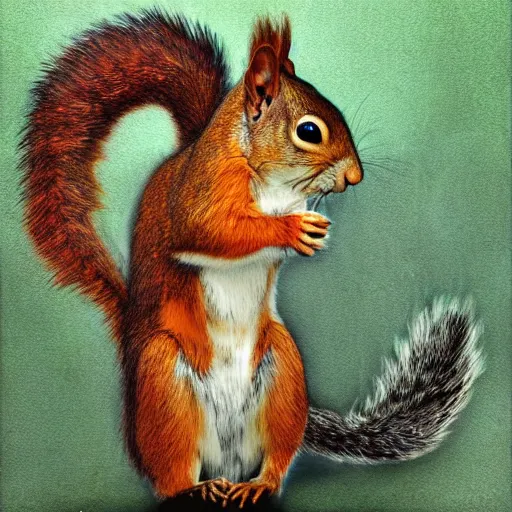 Prompt: a squirrel warrior in the style of Rivulet Paper, realistic painting, high definition, digital art, very detailed