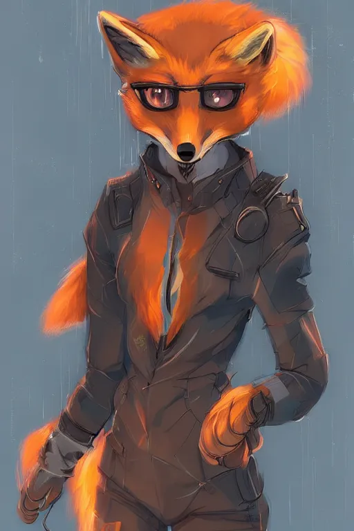 Image similar to a fox fursona, trending on artstation, by kawacy, furry art, digital art, cyberpunk, high quality, backlighting