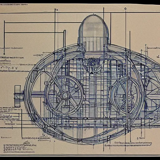 Image similar to highly detailed blueprints for a working time machine