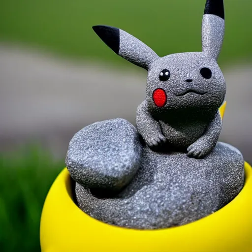 Image similar to Pikachu Sculpture made out of pebbles