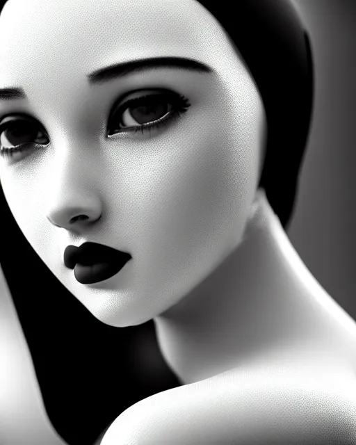 Image similar to black and white dreamy young beautiful female artificial intelligence, metropolis, cinematic, rim light, bokeh, photo - realistic, elegant, high detail, 8 k, masterpiece, photo taken in 1 9 3 0