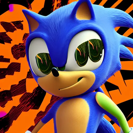 Prompt: sonic the hedgehog lsd adventure psychedelic professional photo award winning