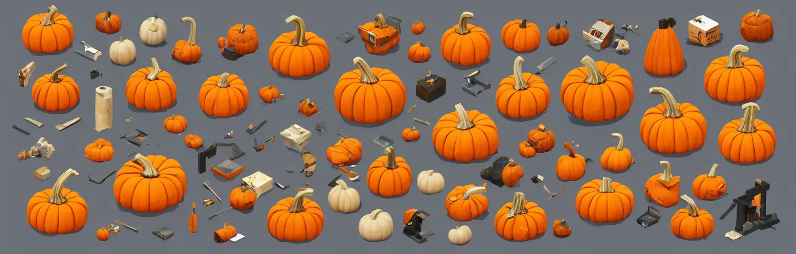 Prompt: prop pumpkin items isometric game pack trending on artstation