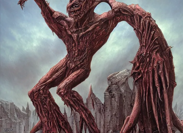 Prompt: awakened being from claymore, troll monster, horror, art by wayne barlowe, giger, artgerm