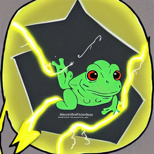 Prompt: frog with lightning super powers