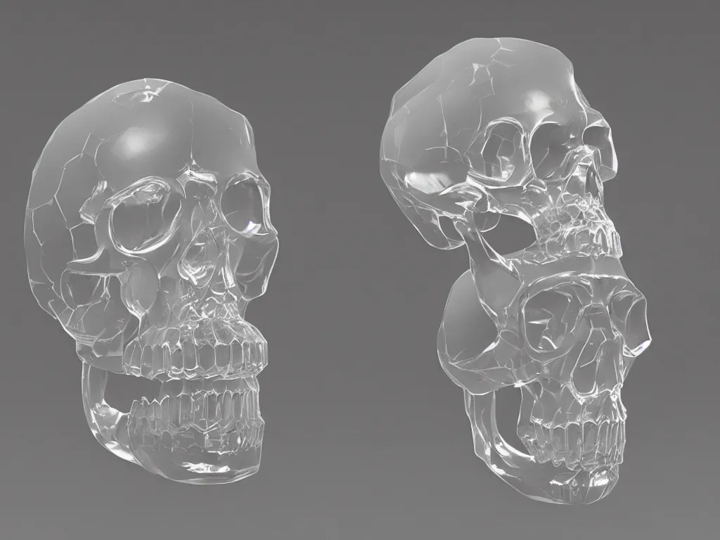 Prompt: portrait of a Quartz Rock Crystal Crystal Skull, unreal engine 5, diffused light, reflections