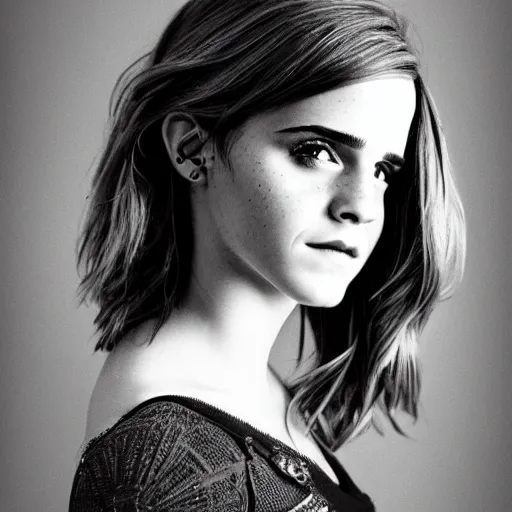 Image similar to photoshoot of Emma Watson cyborg