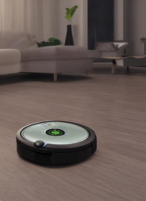 Image similar to A robot roomba with four mechanical limbs, 3D Product, professional render, studio quality, octane render