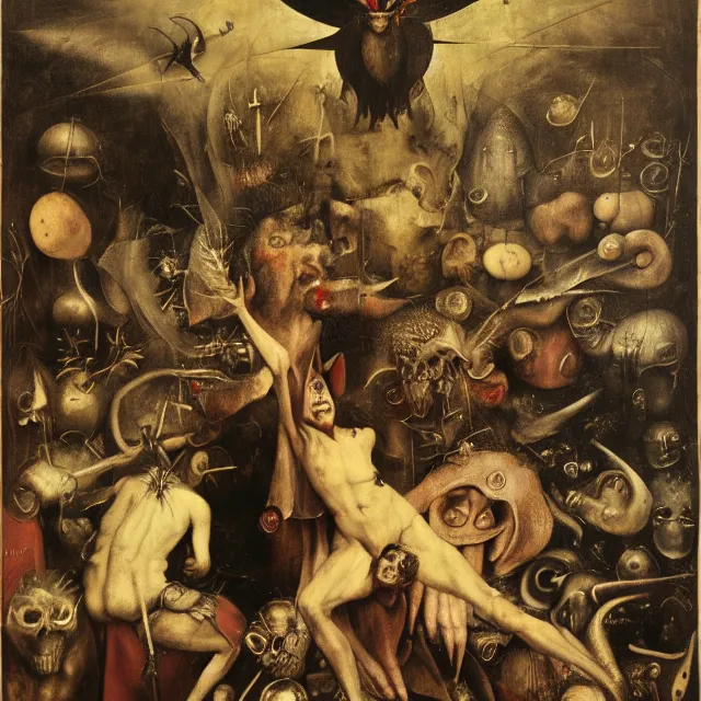 Image similar to full color hd photo of mephistopheles, octane render 4 k, by hieronymus bosch, joel peter witkin, annie liebovitz. gustave dore,