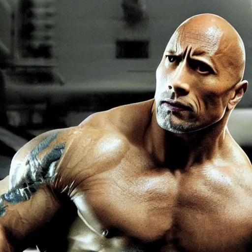 Prompt: Dwayne Johnson as a cyborg